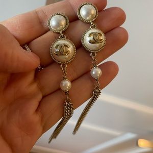 COPY - Chanel pearl and tassel vintage earrings